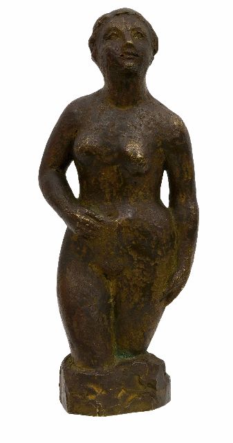 Rädecker J.  | Stehender Frauenakt, Bronze 24,7 x 10,0 cm, Unterzeichnet mit Initialen 'H.R.' auf der Basis