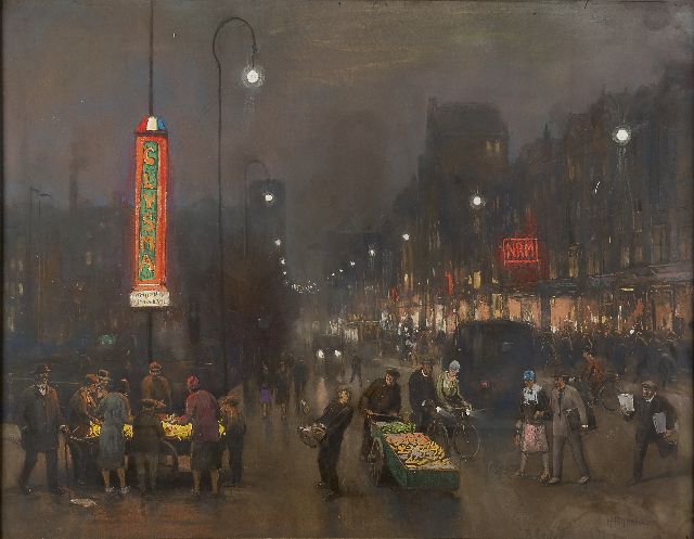 Heijenbrock J.C.H.  | Evening in Amsterdam, Pastell auf Papier 69,5 x 89,5 cm, signed l.r.