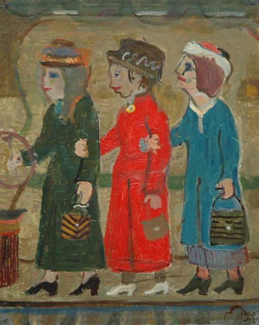 Harm Kamerlingh Onnes | Three ladies, Öl auf Tafel, 30,5 x 24,5 cm, signed l.r. with monogram und dated '72