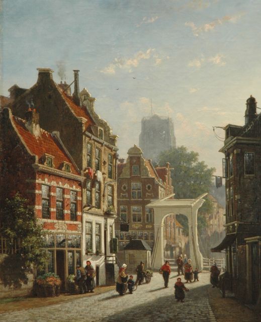 Frederik Roosdorp | A town view with a draw bridge, Öl auf Leinwand, 55,7 x 45,4 cm, signed l.l. with initials und dated '65