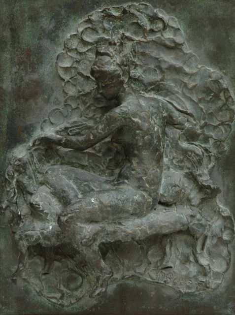 Pieter Starreveld | Ingrid auf einer Bank, Bronze, 43,5 x 33,6 cm, datiert 4. Sept. ('51)