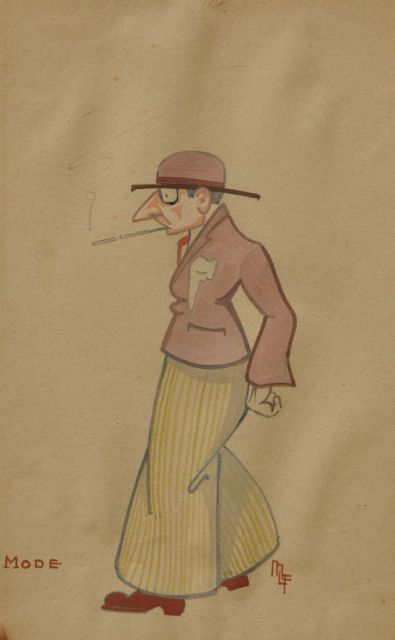 Flize M. la | The dandy, Aquarell auf Papier auf Pappe 22,8 x 14,4 cm, signed l.r. with monogram