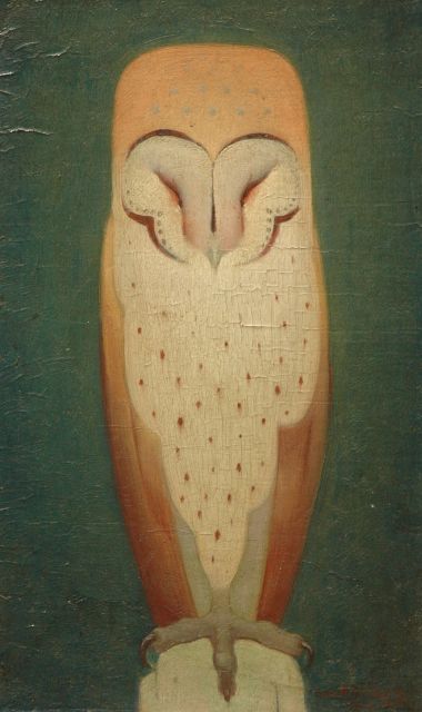 Wittenberg J.H.W.  | Owl, Öl auf Pappe auf Holz 30,0 x 20,0 cm, signed l.r. und dated 1919