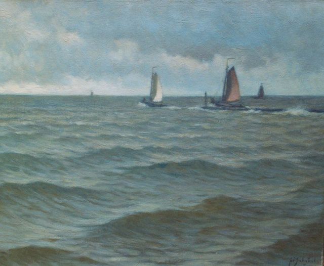 A.P. Schotel | Setting sail, Enkhuizen, Öl auf Leinwand, 40,5 x 50,3 cm, signed l.r.