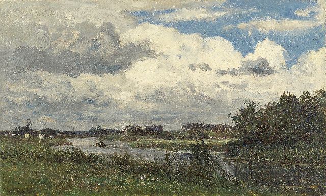 Willem Roelofs | Loosdrecht, Öl auf Leinwand auf Holz, 26,3 x 44,1 cm, signed l.l. und painted ca. 1881