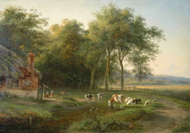 Ravenswaay J. van | Cattle in a summer landscape, Öl auf Leinwand 49,4 x 70,1 cm, signed l.r. (vague)