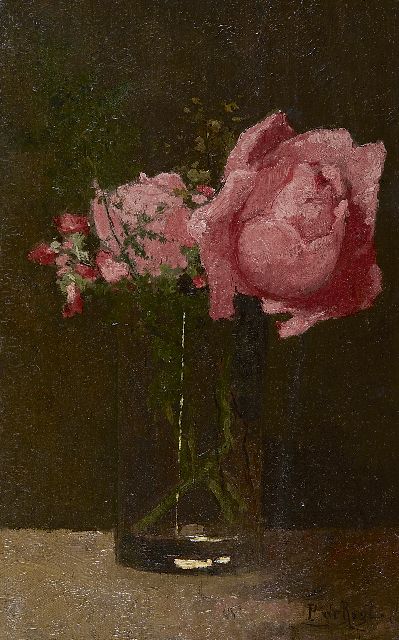 Piet de Regt | A glass with roses, Öl auf Holz, 30,4 x 20,7 cm, signed l.r.