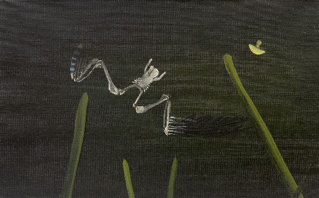 Doorn M.J. van | Wald mit Gerippe eines Vogels, Öl auf Leinwand 25,5 x 40,4 cm, zu datieren um 1934-1938