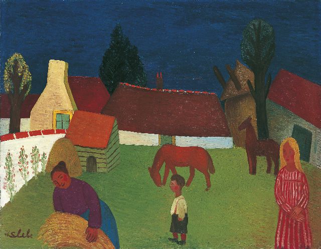 Slebe (Ferdinand Joseph Sleebe) F.  | Bauernhof, Öl auf Leinwand 51,1 x 65,2 cm, Unterzeichnet l.u. und datiert '46