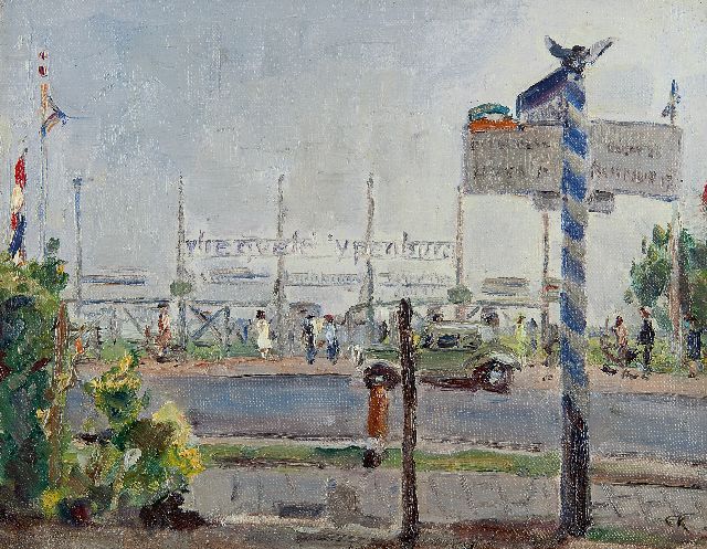 Hollandse Schook, begin 20e eeuw | Flugplatz Ypenburg bei Rijswijk, Öl auf Leinwand, 24,4 x 30,2 cm, Unterzeichnet r.u. mit Initialen   CK