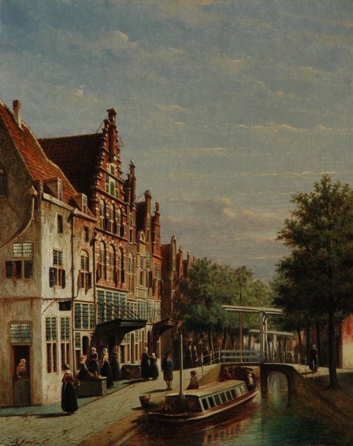 Petrus Gerardus Vertin | A Dutch town with the Huis met de Schopjes, Alkmaar, Öl auf Leinwand, 63,1 x 50,9 cm, signed l.l.