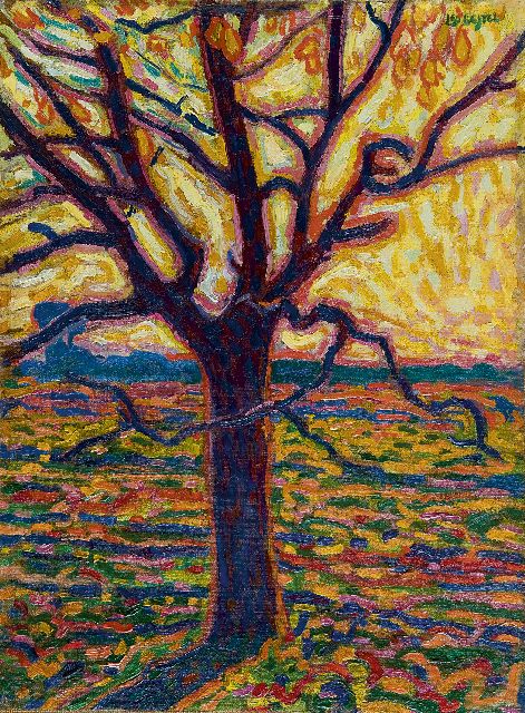 Leo Gestel | A tree in autumn, Öl auf Leinwand  auf Holzfaser, 52,4 x 38,5 cm, signed u.r. und painted ca. 1909-1910