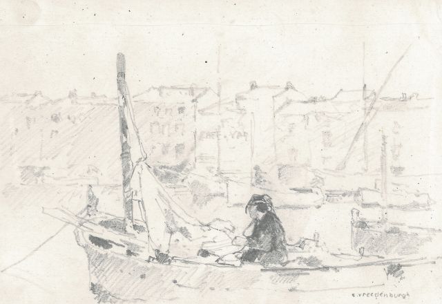 Cornelis Vreedenburgh | Fischereihafen, Südfrankreich, Bleistift auf Papier, 12,4 x 19,4 cm, Unterzeichnet r.u.