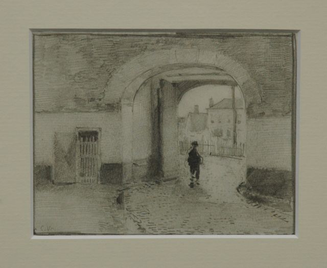 Cornelis Vreedenburgh | A figure walking through a towngate, Bleistift auf Papier, 12,5 x 15,8 cm, signed l.l. with initials
