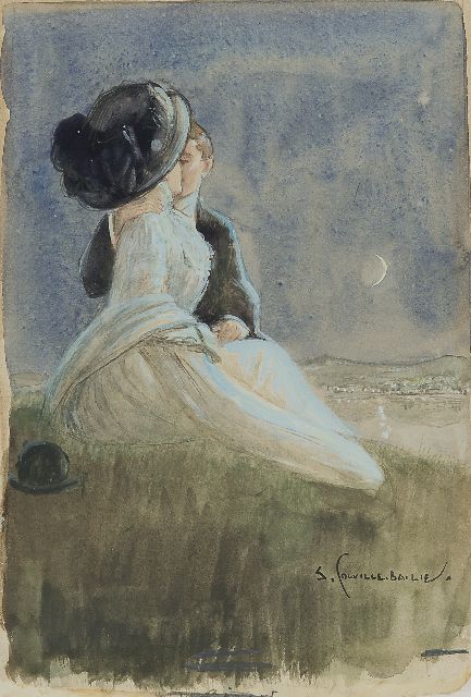 Samuel Colville Bailie | Clair de Lune, Aquarell auf Papier, 25,7 x 18,2 cm, signed l.r.