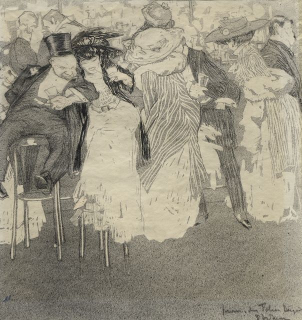 Piet van der Hem | Henri de Toulouse-Lautrec at the Folies Bergère, Paris, Tinte und Kreide auf Papier, 32,9 x 31,4 cm, signed l.r.