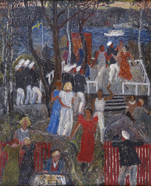 Charles Eyck | Fest in Gammeludden, an der schwedischen Küste, Öl auf Leinwand, 90,8 x 74,2 cm, Unterzeichnet u.r. und im Verso und datiert '36