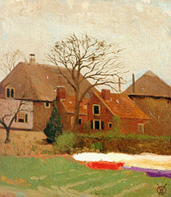 Dijsselhof G.W.  | The farm 'Bronstee' in Heemstede, Öl auf Leinwand auf Holz 23,8 x 21,1 cm, signed l.r. with monogram und executed in 1906