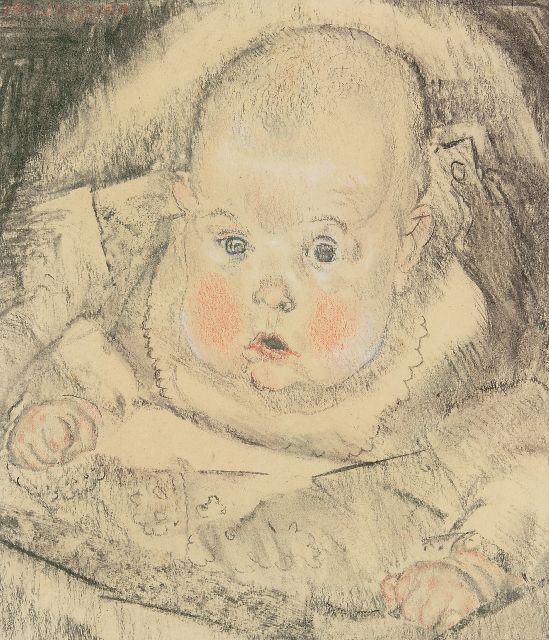Jan Sluijters | Baby in der Wiege, Holzkohle und Kreide auf Papier, 29,0 x 25,3 cm, Unterzeichnet l.o.