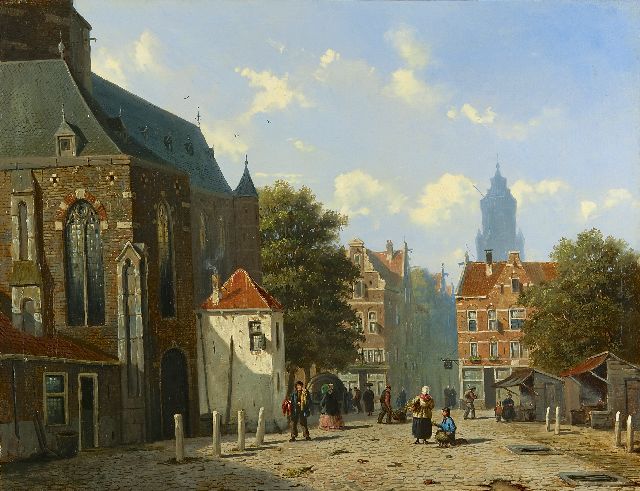 Frederik Roosdorp | A view of a Dutch church square, Öl auf Leinwand, 55,9 x 71,4 cm
