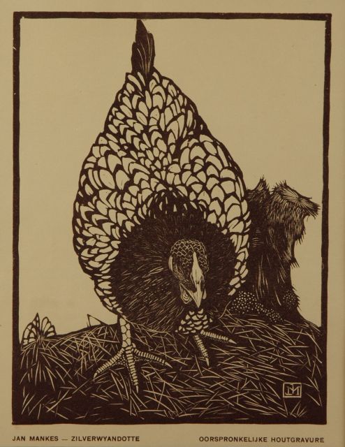 Mankes J.  | Chicken, Druck auf Papier 18,9 x 14,6 cm, signed l.r. with monogram in the block