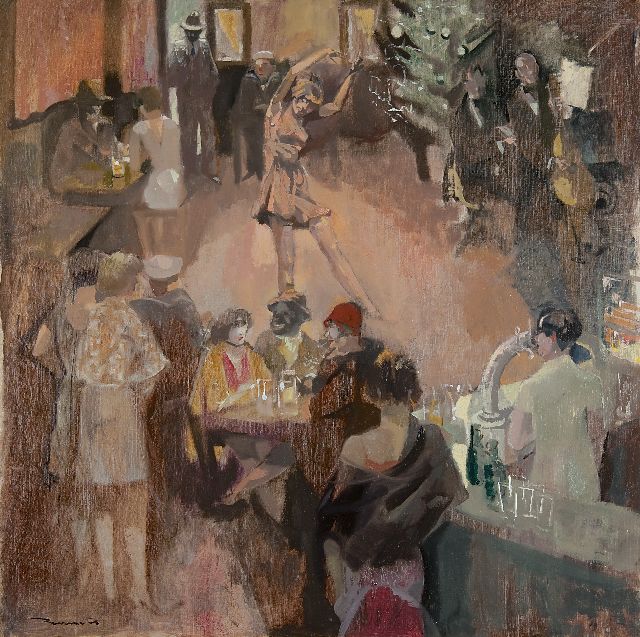 Leo Bervoets | Café dansant, Öl auf Leinwand, 80,4 x 80,2 cm, Unterzeichnet l.u.