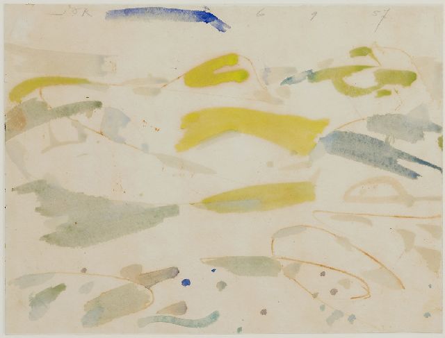 Jan Jordens | Schiermonnikoog, Aquarell und Ecoline auf Papier, 23,6 x 31,1 cm, Unterzeichnet l.o. und datiert 6 9 57