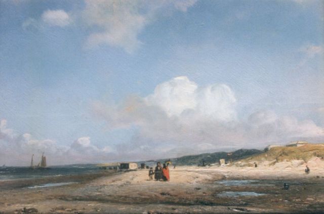 Willem van Deventer | Strolling along the beach, Öl auf Holz, 12,3 x 18,2 cm, signed l.l.