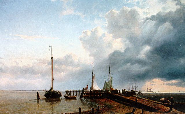 Deventer W.A. van | Moored shipping, Öl auf Leinwand 67,4 x 98,7 cm, signed l.r. und dated '49