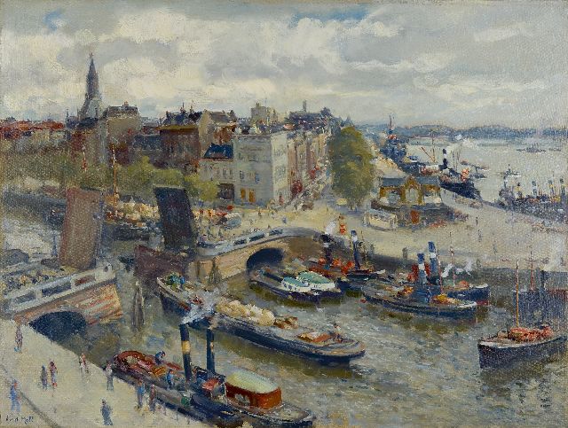 Evert Moll | A view of de Boompjes, Rotterdam, Öl auf Leinwand, 61,0 x 80,7 cm, signed l.l.