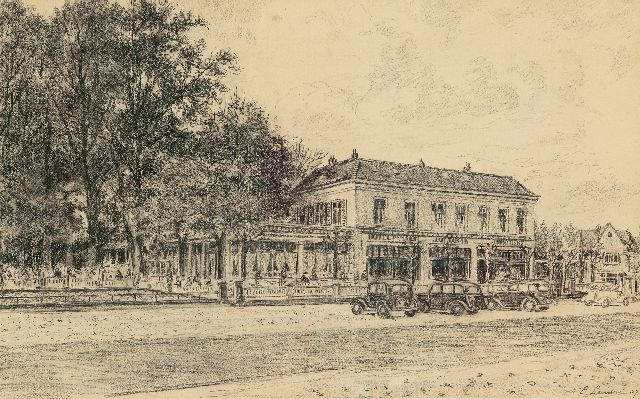 Landré J.C.L.  | Hotel Jan Tabak in Bussum, Kreide auf Papier 32,0 x 51,5 cm, Unterzeichnet r.u. und datiert '37