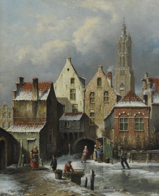 Oene Romkes de Jongh | Winter in Amersfoort, Öl auf Leinwand, 54,1 x 44,0 cm, signed l.l.