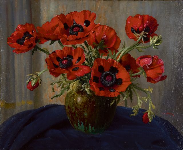Piet Cottaar | Roses in a vase, Öl auf Leinwand, 54,8 x 66,8 cm, signed l.r. und l.r.