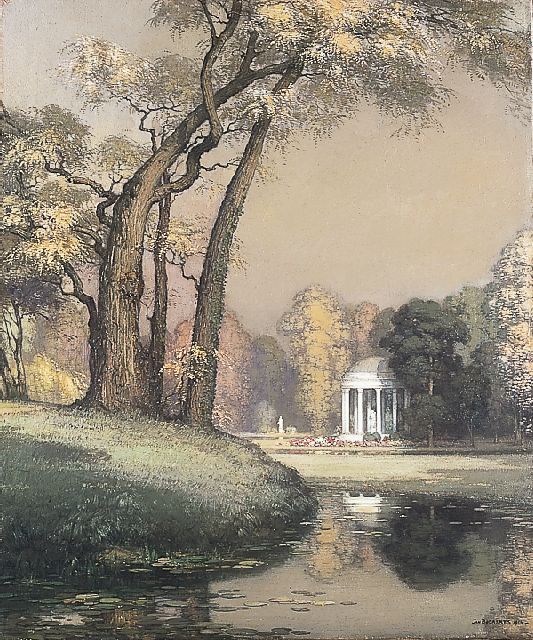 Jan Bogaerts | A pond at Versailles, Öl auf Leinwand, 60,4 x 50,3 cm, signed l.r. und dated 1914