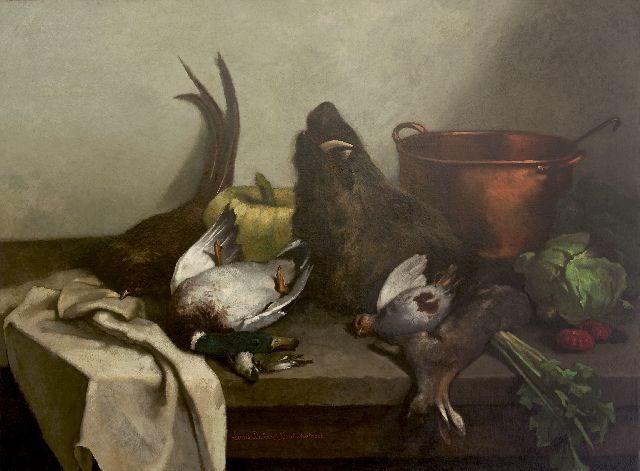 Louis Dubois & Léopold Speekaert | Stilleben mit Geflügel, Öl auf Leinwand, 105,5 x 141,0 cm, Unterzeichnet M.u. von beiden Künstlern