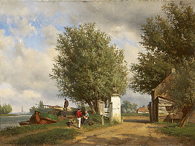 Piet Schipperus | A summer afternoon along the water near Rhenen, Öl auf Holz, 40,6 x 54,8 cm, signed l.r.