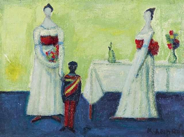Kees Andréa | Two women by a table, Öl auf Malereifaser, 29,9 x 39,9 cm, signed l.r.