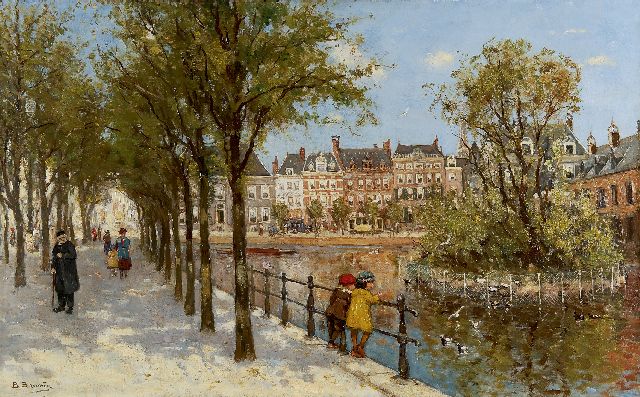 Barend Brouwer | A view of the Hofvijver, The Hague, Öl auf Leinwand, 49,9 x 80,1 cm, signed l.l.