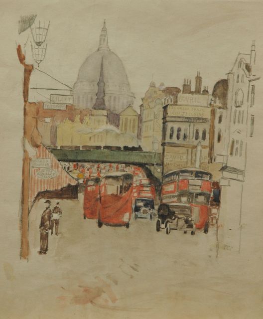 Mackenzie M.H.  | A town view, London, Bleistift und Aquarell auf Papier 35,8 x 27,4 cm, painted 1938