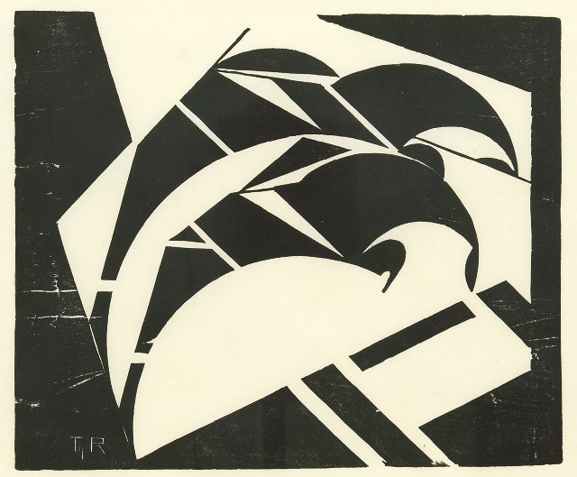 Thijs Rinsema | Springende Pferde, Linolschnitt auf japanischem Papier, 22,5 x 27,0 cm, Unterzeichnet l.u. mit Initialen auf dem Bild und zu datieren um '70