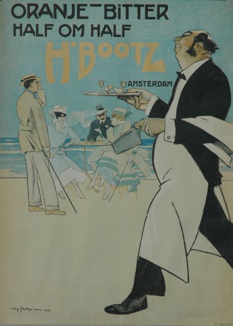 Willy Sluiter | Poster 'Oranje-bitter half/half, H. Bootz', Farbsteindruck auf Poster, 81,1 x 60,0 cm, signed l.l. on the stone und dated 1916 on the stone