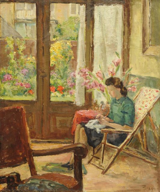 Simon Reeman | Woman in interior, Öl auf Leinwand, 60,0 x 50,6 cm, signed l.r.