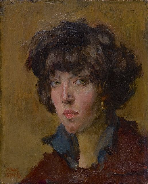 Isaac Israels | Young lady with a fringe, Öl auf Tafel, 27,1 x 21,7 cm, signed l.l.