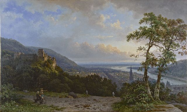 Roth G.A.  | View at Heidelberg with the 'Slot Heidelberg', Öl auf Leinwand 61,6 x 102,0 cm, signed l.r.