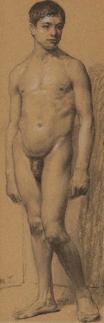 Max Thedy | Akademiestudie, Holzkohle und Kreide auf Papier, 33,6 x 11,1 cm, Unterzeichnet l.u. mit Initialen