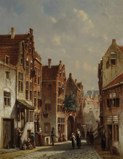 Petrus Gerardus Vertin | A Dutch town scene with figures, Öl auf Holz, 34,1 x 26,4 cm, signed l.r. und dated '68