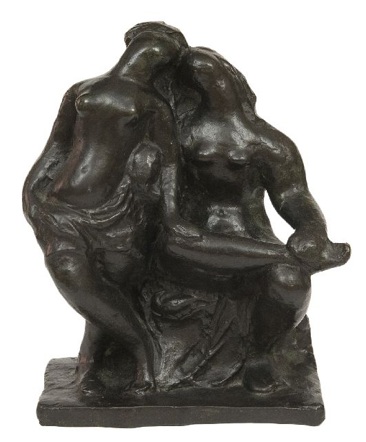 Pallandt Ch.D. van | Zwei Freundinnen, Bronze 21,9 x 18,6 cm, Unterzeichnet an der Seite der Basis und zu datieren um 1941