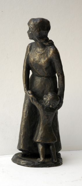 Duitse School, begin 20e eeuw | Mutter mit Kind, Bronze, 33,0 x 10,2 cm
