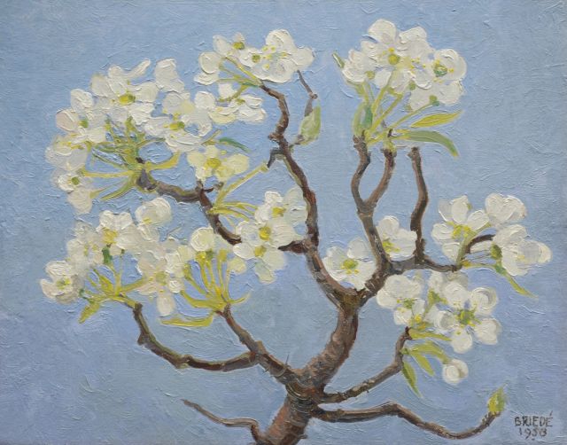 Johan Briedé | Pearblossom, Öl auf Holzfaser, 25,1 x 31,8 cm, signed l.r. und dated 1958