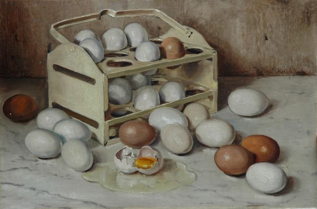 Willem Elisa Roelofs jr. | Egg rack, Öl auf Malereifaser, 30,1 x 44,9 cm, signed r.c.
